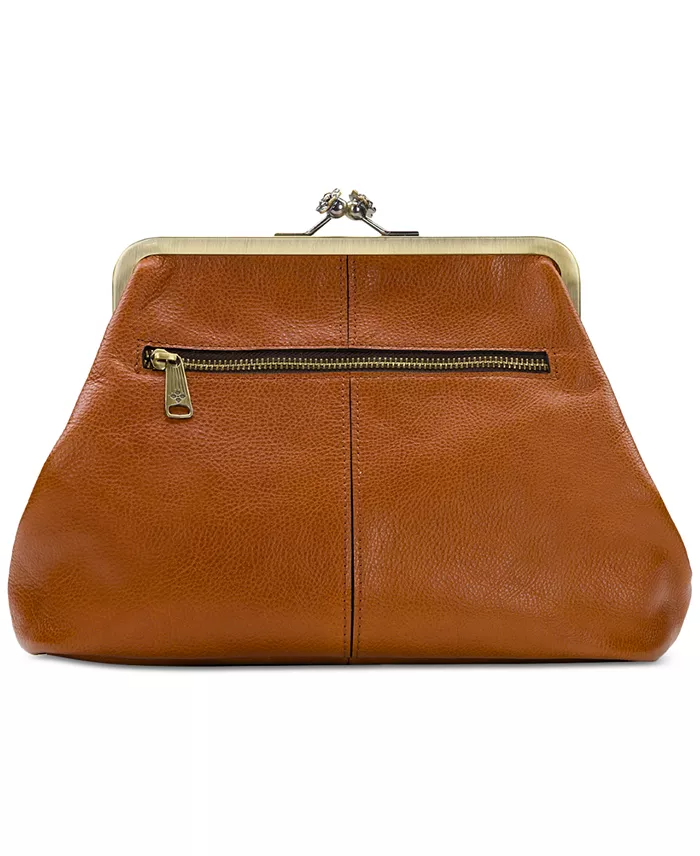 Classic Kiss-lock Closure Adorned Leather Bag