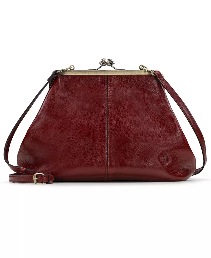 Classic Kiss-lock Closure Adorned Leather Bag