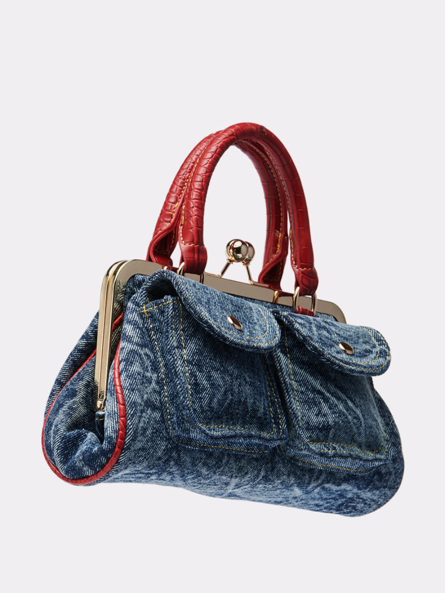 Denim Kisslock Satchel