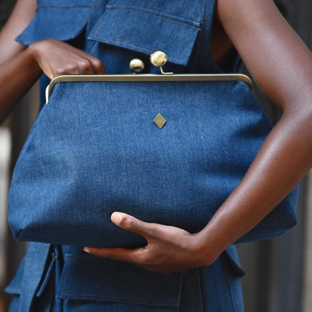 Modena Structured Denim Clutch