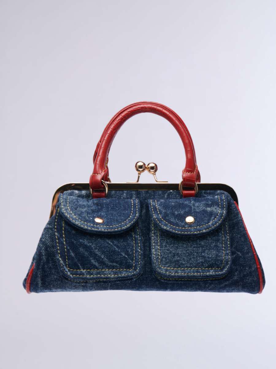 Denim Kisslock Satchel