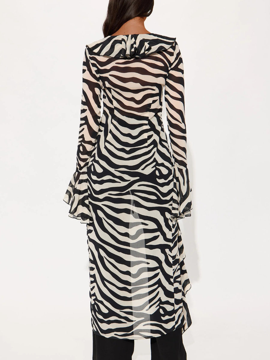 Black Combo Zebra Chiffon Maxi Top