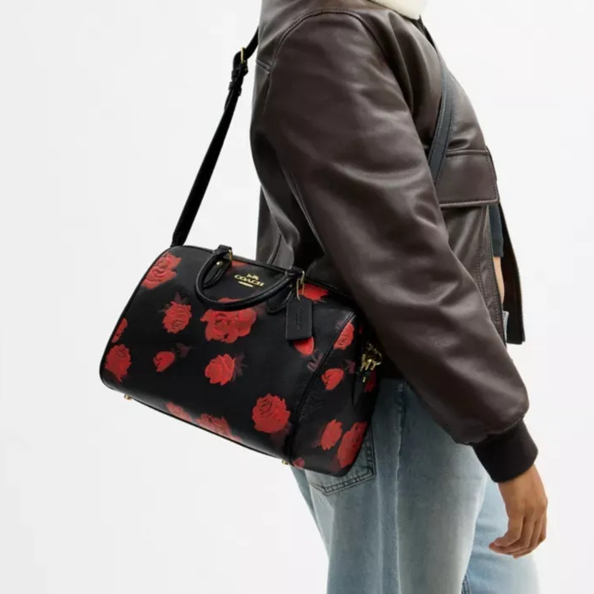 Large Satchel Bag With Floral Print