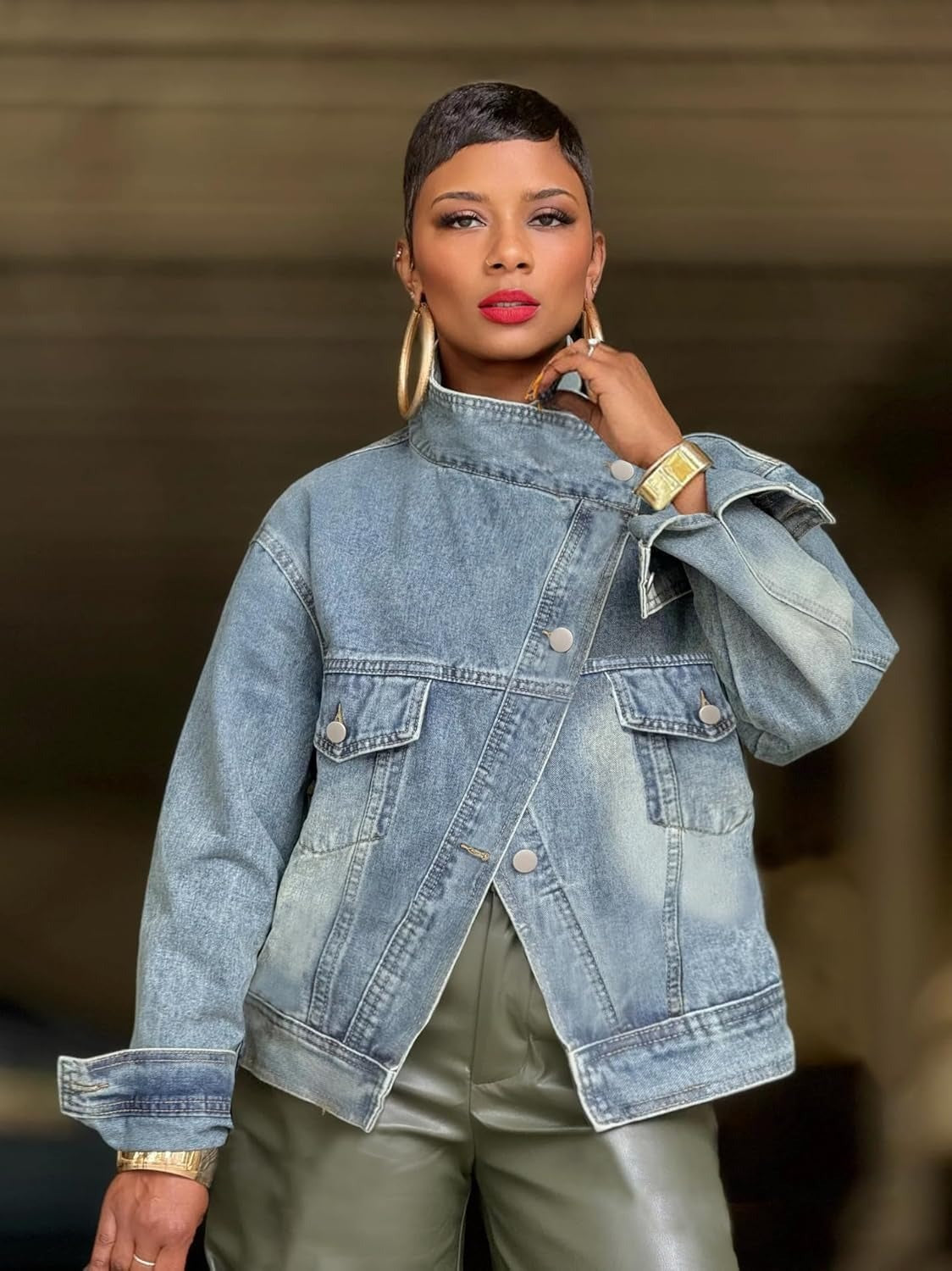 Asymmetric Oversized Denim Jacket