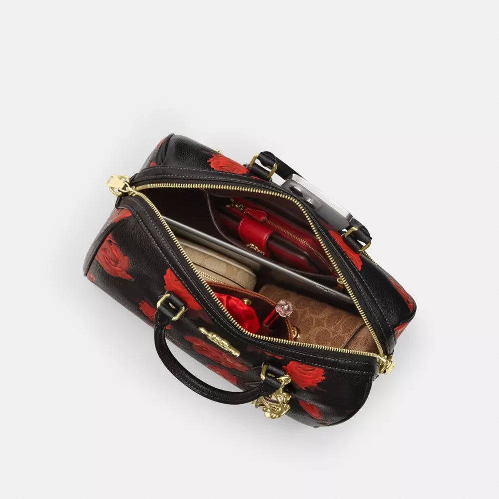 Large Satchel Bag With Floral Print